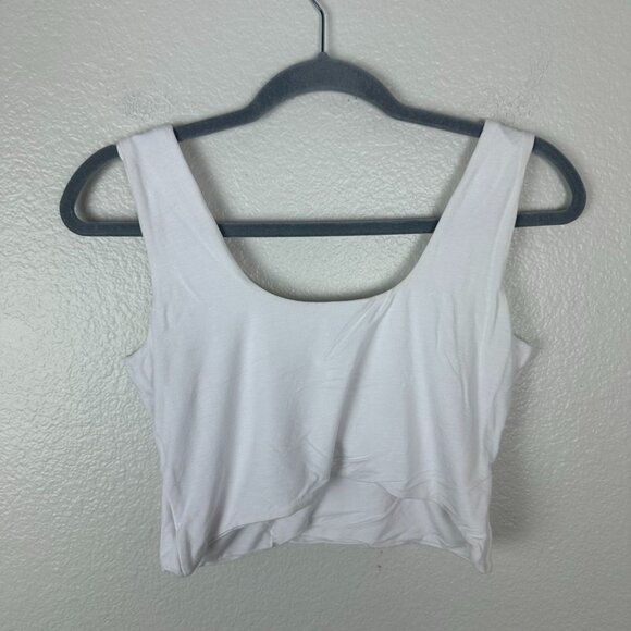 Re Ona White Signature Tank Crop L Stretchy Minimalist Contemporary Summer - Picture 7 of 11